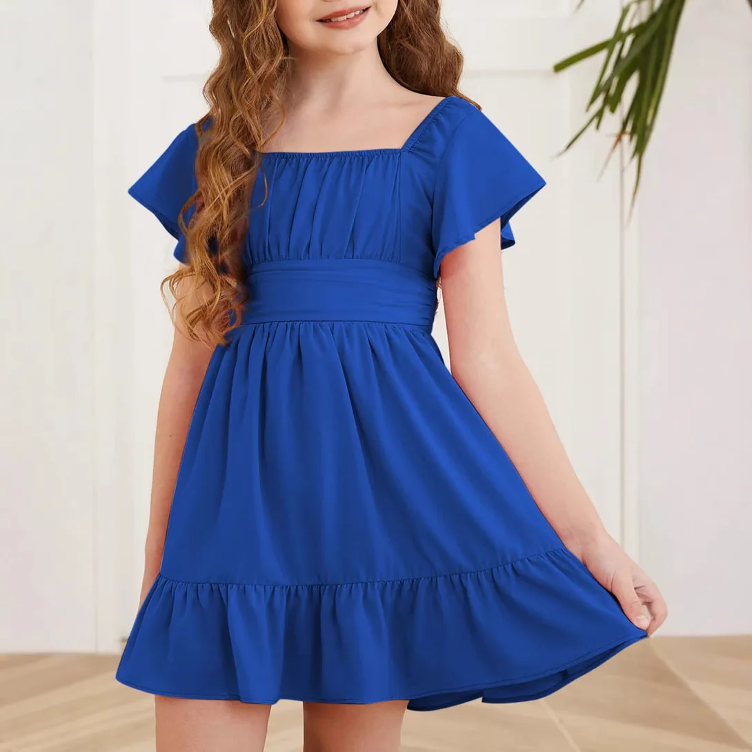 Summer European and American solid color girls halter lace-up pleated princess dress
Summer European and American solid color girls halter lace-up pleated princess dress