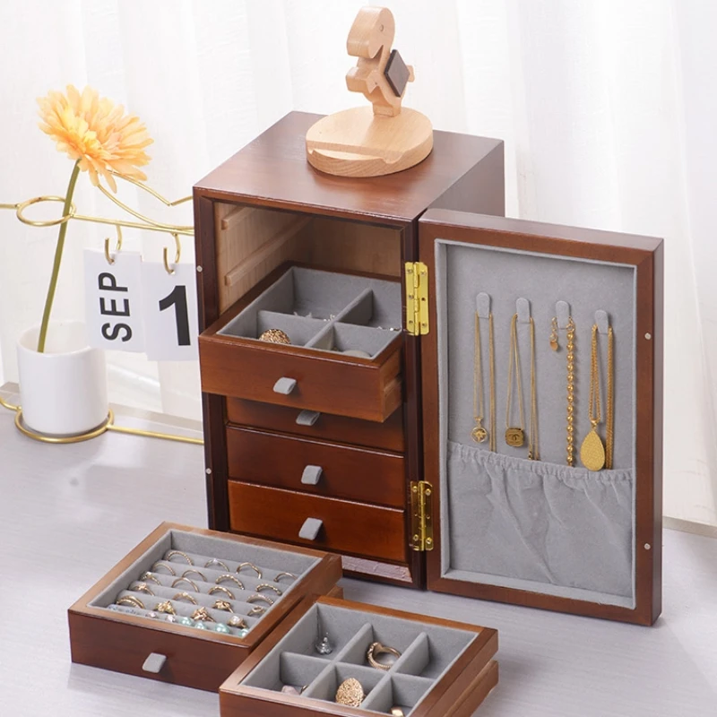 Pine Wood Jewelry Boxes Locked Storage Box Divided Design Desk Organizer Dust and Moisture Prevention Home Furnishings Cabinet
Pine Wood Jewelry Boxes Locked Storage Box Divided Design Desk Organizer Dust and Moisture Prevention Home Furnishings Cabinet
