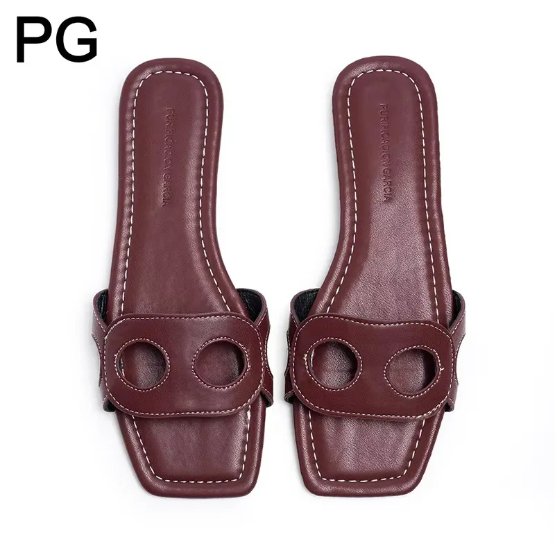 PG Double Hole Square Toe Flat Slide Sandals Women Faux Leather Solid Color Timeless Essential Casual Shoes
PG Double Hole Square Toe Flat Slide Sandals Women Faux Leather Solid Color Timeless Essential Casual Shoes