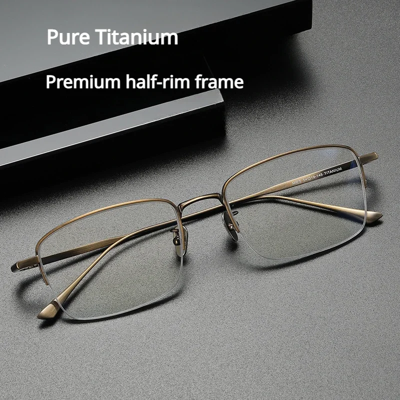 Designer's Half-rim Frame Ultra-light Non-allergenic Titanium Metal Business Square Glasses Frames for High Myopia Lenses
Designer's Half-rim Frame Ultra-light Non-allergenic Titanium Metal Business Square Glasses Frames for High Myopia Lenses