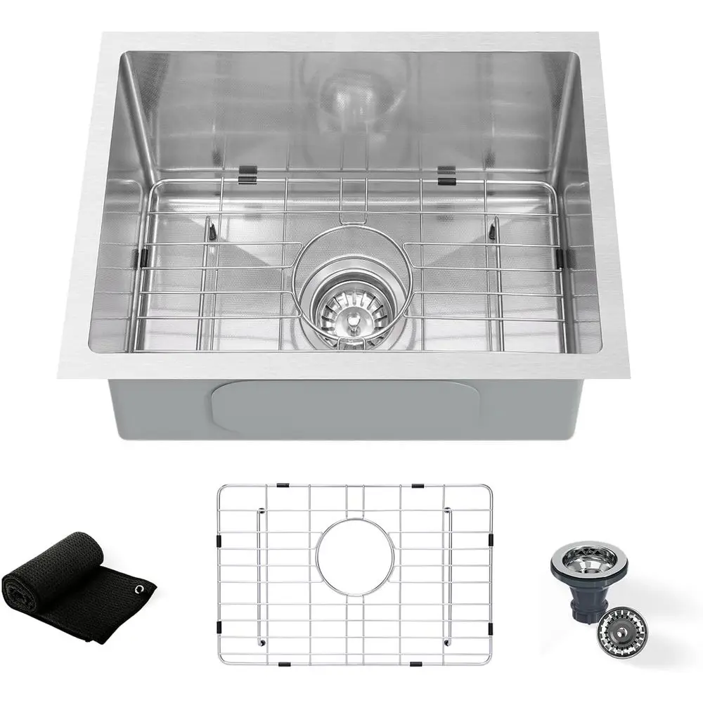 20x16 Single Bowl Undermount Kitchen Sink, 9 Deep Basin, 3D Embossed Stainless Steel with Accessories
20x16 Single Bowl Undermount Kitchen Sink, 9 Deep Basin, 3D Embossed Stainless Steel with Accessories
