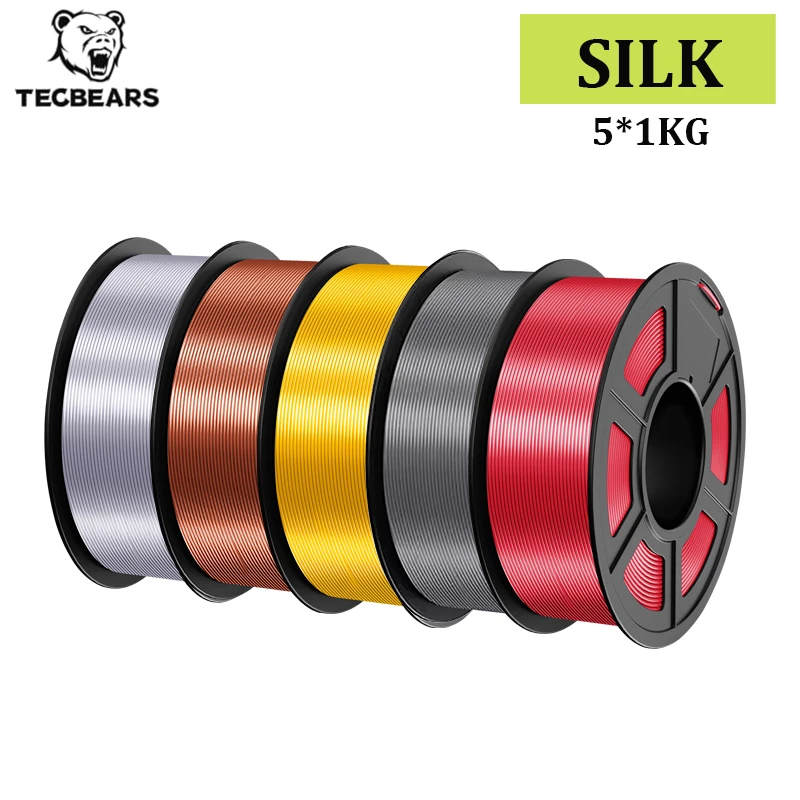TECBEARS 3D Printer Filament Silk 1.75mm 5Rolls Multi Color PLA+ SILK Vacuum Packaging No Bubble for FDM 3D Printer Materials
TECBEARS 3D Printer Filament Silk 1.75mm 5Rolls Multi Color PLA+ SILK Vacuum Packaging No Bubble for FDM 3D Printer Materials