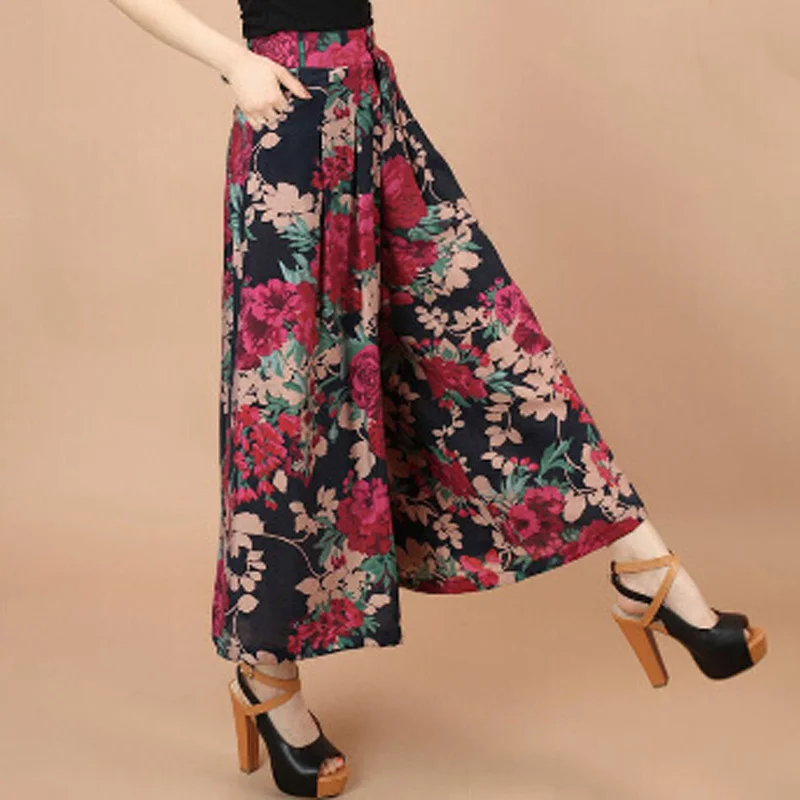 Plus size Summer Women Print Flower Pattern Wide Leg Loose Linen Dress Pants Female Casual Skirt Trousers Capris Culottes N597
Plus size Summer Women Print Flower Pattern Wide Leg Loose Linen Dress Pants Female Casual Skirt Trousers Capris Culottes N597
