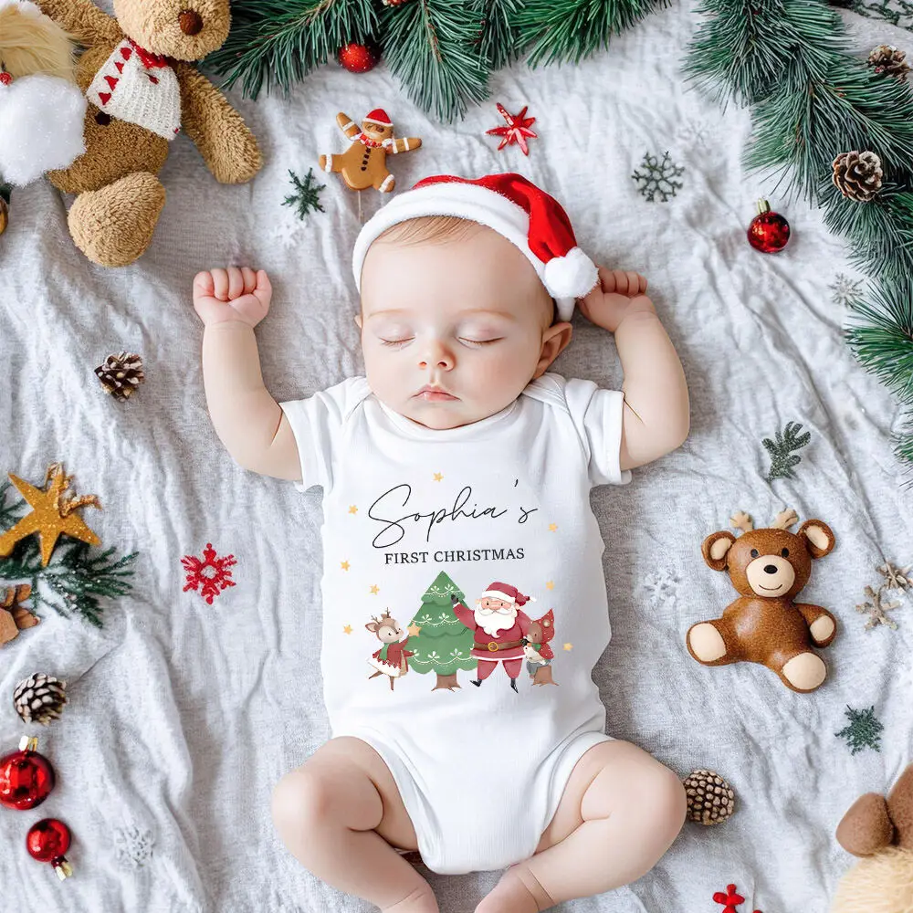 Мой первый рождественский детский комбинезон с принтом имени ребенка, рождественский белый наряд, комбинезон для новорожденных, рождественский комбинезон
Мой первый рождественский детский комбинезон с принтом имени ребенка, рождественский белый наряд, комбинезон для новорожденных, рождественский комбинезон