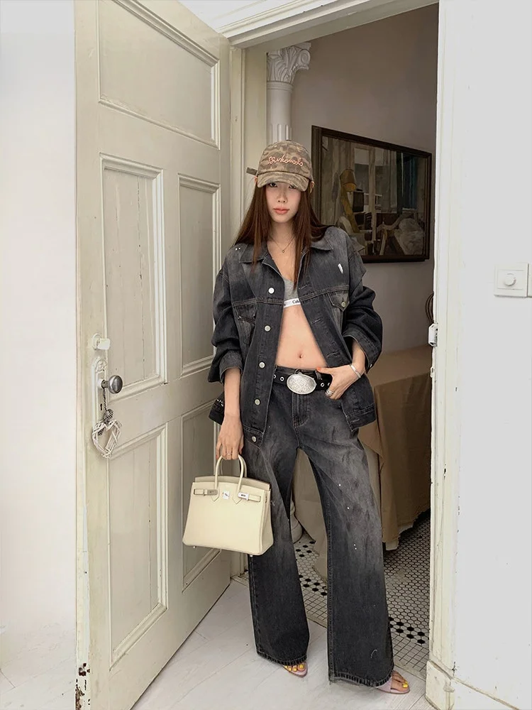 Ranwear Vintage Splaed Ink Denim Jaet And Pants Set ort Sle Long Sve Women's Faion Spring Collection USA Origin
Ranwear Vintage Splaed Ink Denim Jaet And Pants Set ort Sle Long Sve Women's Faion Spring Collection USA Origin