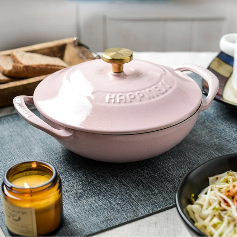 21cm Palace Enamel Cast Iron Pot Pink Kitchen Accessories Soup Pot Clay Pot for Cooking Multi-functional Household Stew Pot
21cm Palace Enamel Cast Iron Pot Pink Kitchen Accessories Soup Pot Clay Pot for Cooking Multi-functional Household Stew Pot