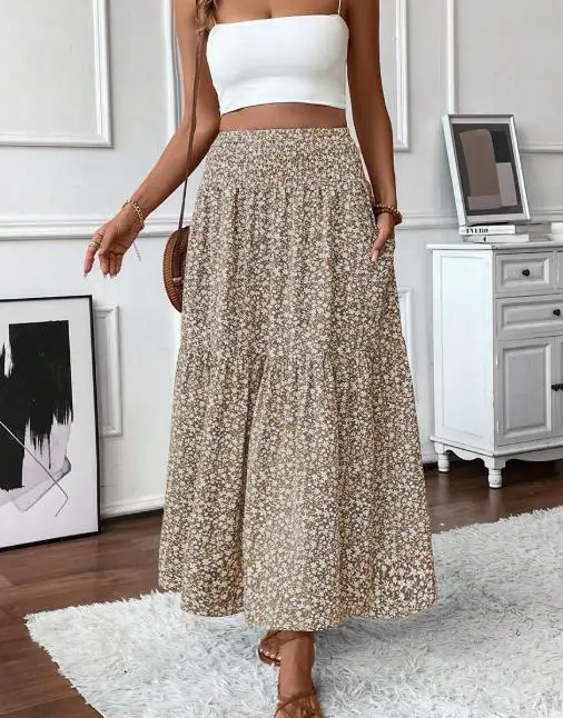 Casual Women's Half Skirt Beach Vacation Half Skirt Floral Midi Skirt 2025 Autumn Elegant Style Loose Umbrella Skirt for Women
Casual Women's Half Skirt Beach Vacation Half Skirt Floral Midi Skirt 2025 Autumn Elegant Style Loose Umbrella Skirt for Women