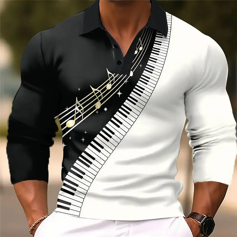 Men's Piano Notes Rugby Long Sleeve Polo Shirt Lapel Sports Leisure Outdoor Office Daily Wear Button Spring Autumn Winter
Men's Piano Notes Rugby Long Sleeve Polo Shirt Lapel Sports Leisure Outdoor Office Daily Wear Button Spring Autumn Winter