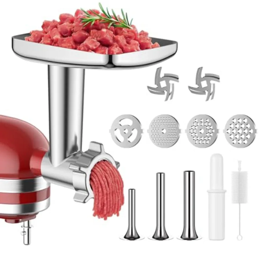 Meat Grinder Attachment for KitchenAid Stand Mixer Metal Food Grinder for Kitchen Aid Includes 4 Grinding Plates 3 Sausage Stuf
Meat Grinder Attachment for KitchenAid Stand Mixer Metal Food Grinder for Kitchen Aid Includes 4 Grinding Plates 3 Sausage Stuf