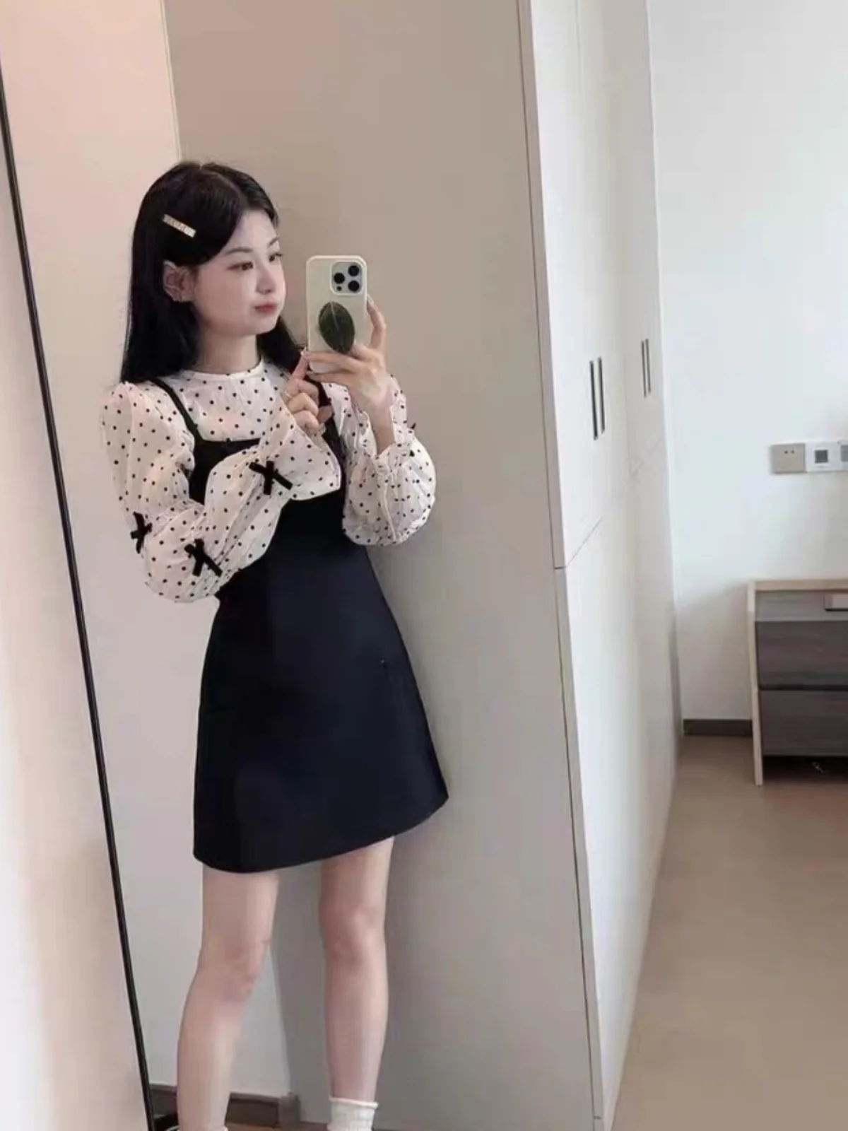 Sweet Polka Dot Blouse Women's Early Autumn New Sle Knot Design Loose Fit Long Sve round Ne Top
Sweet Polka Dot Blouse Women's Early Autumn New Sle Knot Design Loose Fit Long Sve round Ne Top
