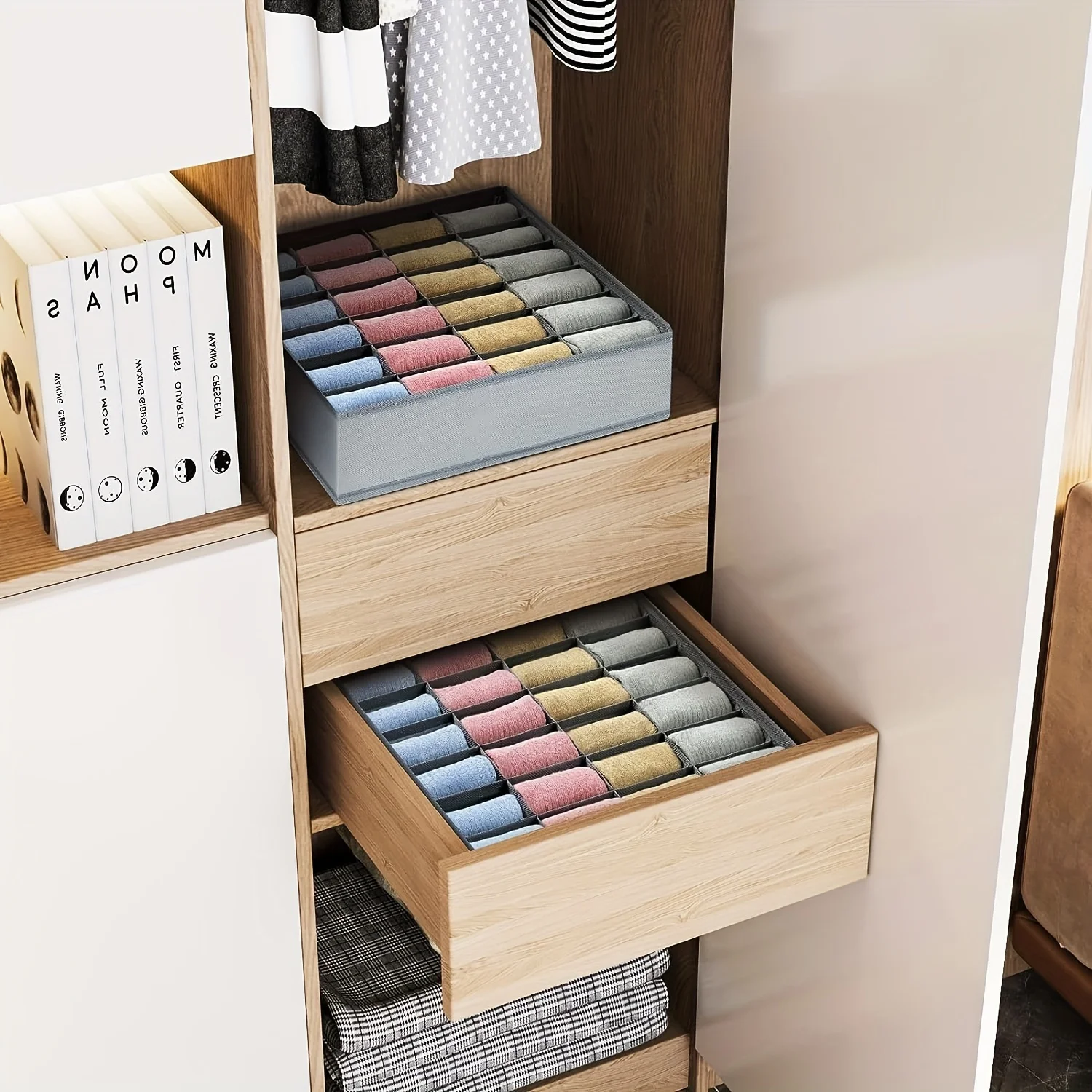 1pc Fabric Storage Box with 24 Compartments - Foldable Stackable Organizer for Socks Ties Underwear Space-Saving Drawer Divider
1pc Fabric Storage Box with 24 Compartments - Foldable Stackable Organizer for Socks Ties Underwear Space-Saving Drawer Divider