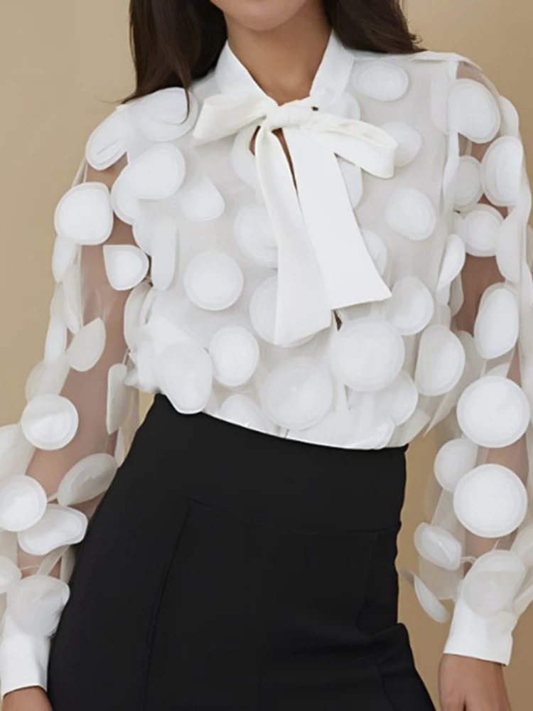 2025 Women's Elegant Blouses Mesh Spliced Long Sleeve Shirts Fashion Office Lady Solid White Shirt Chiffon Top Female Clothing
2025 Women's Elegant Blouses Mesh Spliced Long Sleeve Shirts Fashion Office Lady Solid White Shirt Chiffon Top Female Clothing