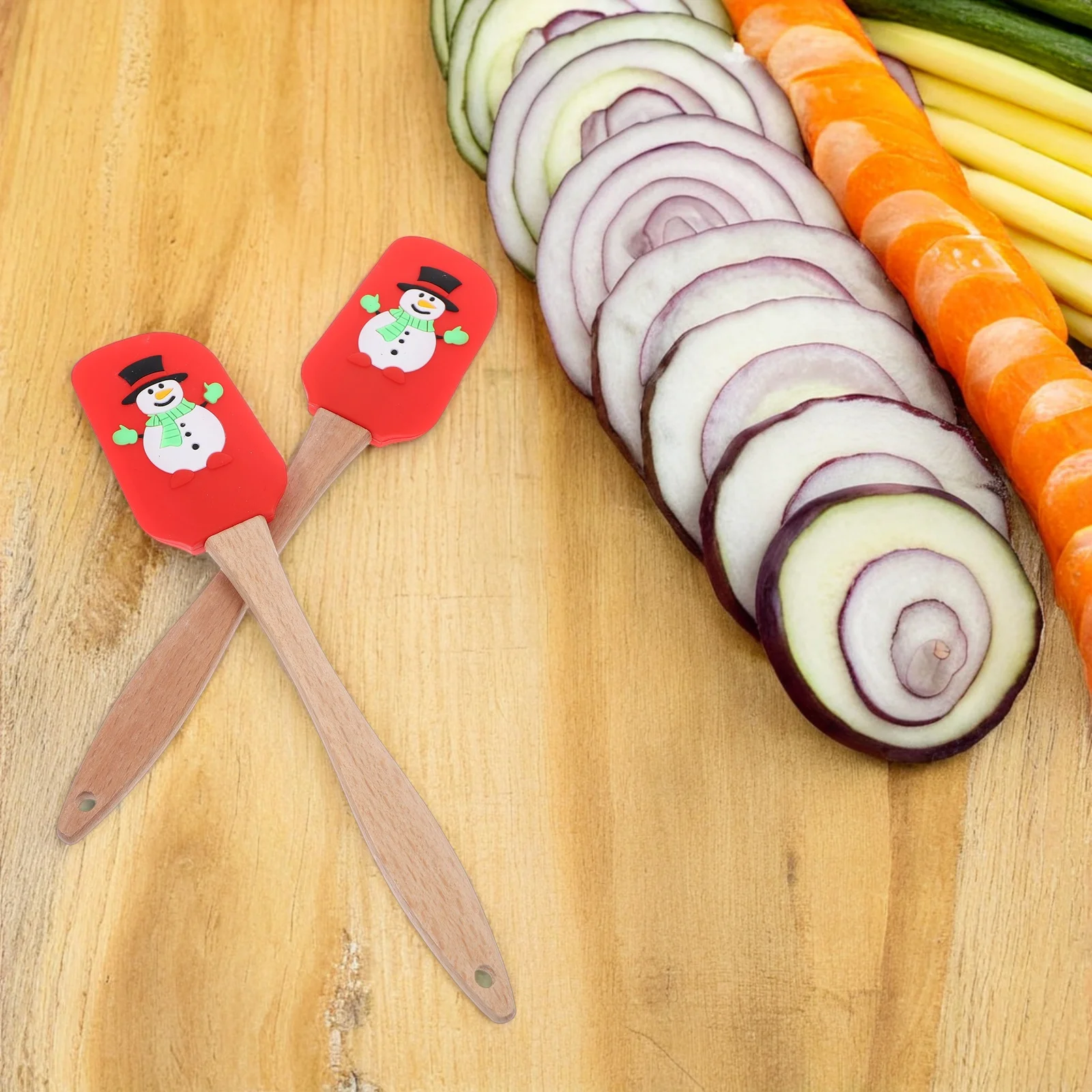 2pcs Christmas Pattern Spatula Set Rugged Silicone Baking Tools Easy Clean Wall Mountable Comfortable Grip For Cake Cream
2pcs Christmas Pattern Spatula Set Rugged Silicone Baking Tools Easy Clean Wall Mountable Comfortable Grip For Cake Cream