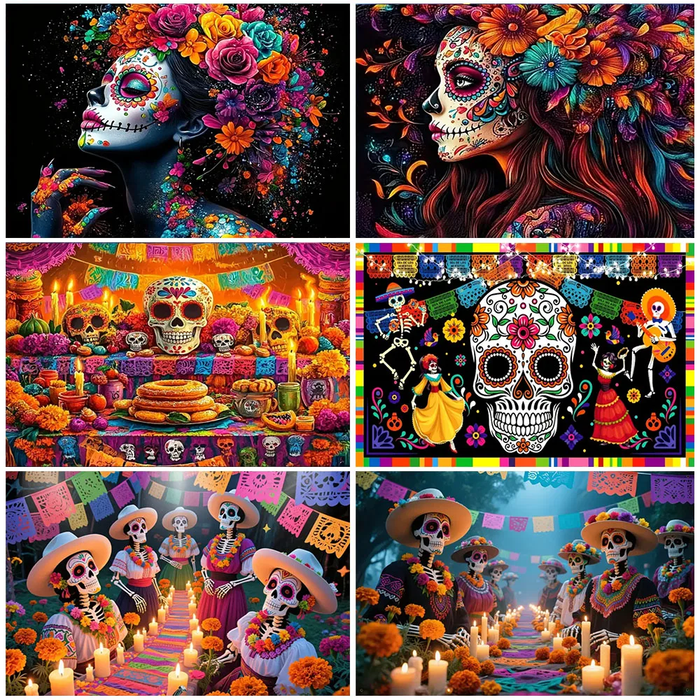 Mexican Day of the Dead Colorful Backdrop Party Decorations Wall Decor Mexican Festival skeleton Background Photo Booth Prop 
Mexican Day of the Dead Colorful Backdrop Party Decorations Wall Decor Mexican Festival skeleton Background Photo Booth Prop