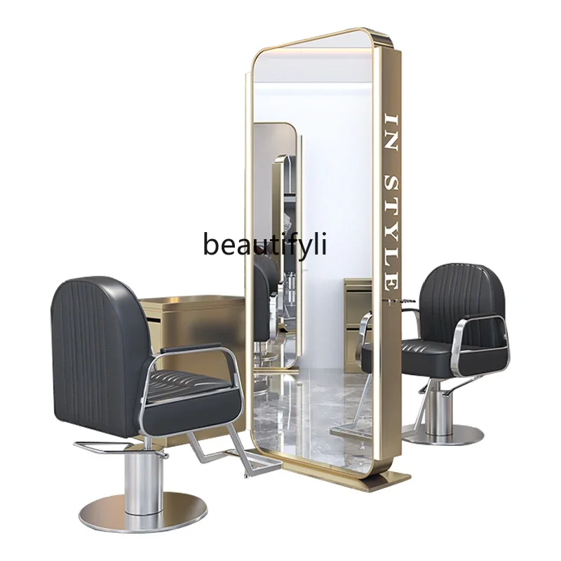 LBarber Shop Mirror for Hair Salon Hair Salon Dressing Table Hair Cutting Mirror Full Body Double-Sided Floor Mirror with Lamp
LBarber Shop Mirror for Hair Salon Hair Salon Dressing Table Hair Cutting Mirror Full Body Double-Sided Floor Mirror with Lamp