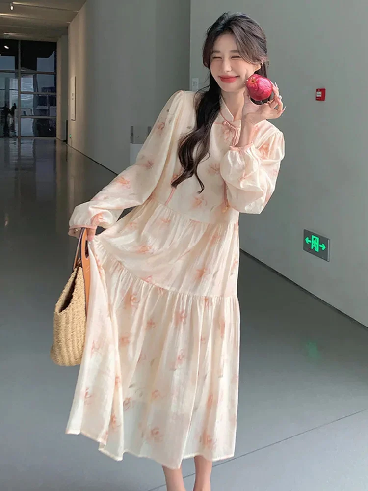 Chinese Style Dress Women Stand Collar Flower Printed Soft Loose Fashion A Line Dresses Female Streetwear Spring 2DC1520
Chinese Style Dress Women Stand Collar Flower Printed Soft Loose Fashion A Line Dresses Female Streetwear Spring 2DC1520
