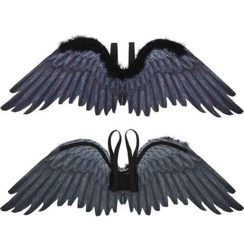 ปีกนางฟ้าสีดำ งานแฮนด์เมด สำหรับคอสเพลย์ ปาร์ตี้แฟนซี  ชุดแฟนซีฮาโลวีน สำหรับผู้ใหญ่และเด็ก