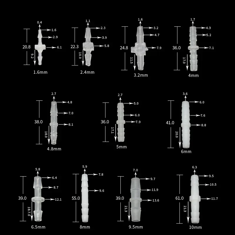 10~50P Durable Material Straight Type Accessories Pipe Hose Connector Pagoda Plastic Joint 1.6 2.4 3.2 4 4.8 5.6 6.4 8 9.5 10MM
10~50P Durable Material Straight Type Accessories Pipe Hose Connector Pagoda Plastic Joint 1.6 2.4 3.2 4 4.8 5.6 6.4 8 9.5 10MM
