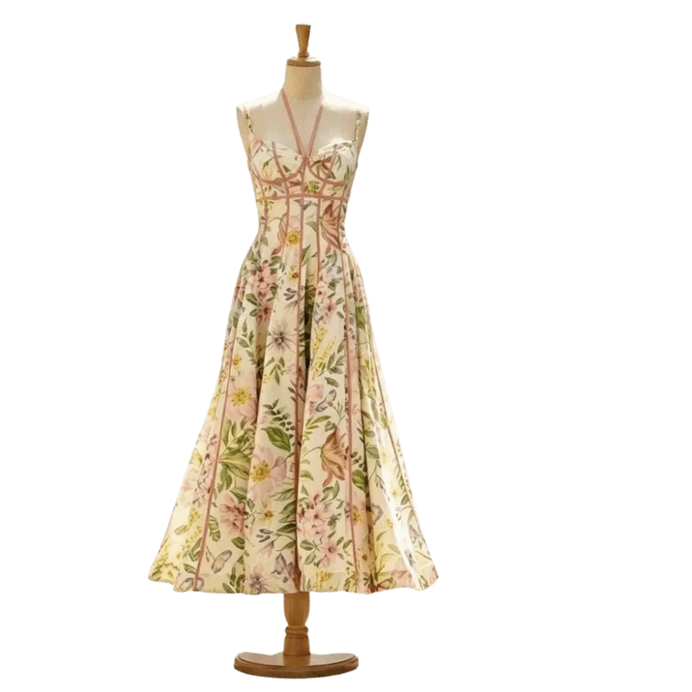French Style Flower Floral Printed Dress Waist-cinching Sleeveless Lady Halter Dress Sweet Beachwear A-Line Dress Vacation Wear
French Style Flower Floral Printed Dress Waist-cinching Sleeveless Lady Halter Dress Sweet Beachwear A-Line Dress Vacation Wear