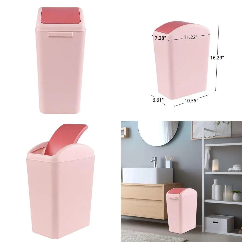 Pink 4.5 Gallon Swing-Top Plastic Trash Bin
Pink 4.5 Gallon Swing-Top Plastic Trash Bin