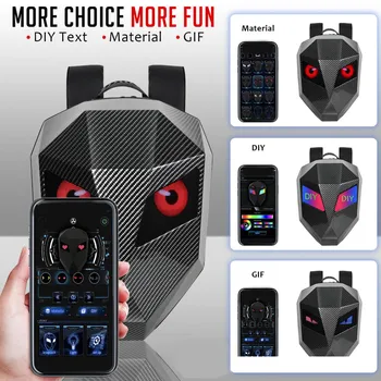 LED Backpack LED Backpack Large Capacity Programmable Waterproof Carbon Fiber Textured Digital Backpack for Travel Motorcycle