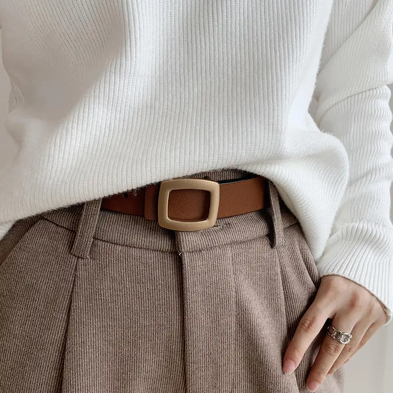 Trendy Women Leather Belt Fashion Ladies Belts with Gold Square Buckle for Jeans Pants Dress Simple Vintage Black Waistband
Trendy Women Leather Belt Fashion Ladies Belts with Gold Square Buckle for Jeans Pants Dress Simple Vintage Black Waistband