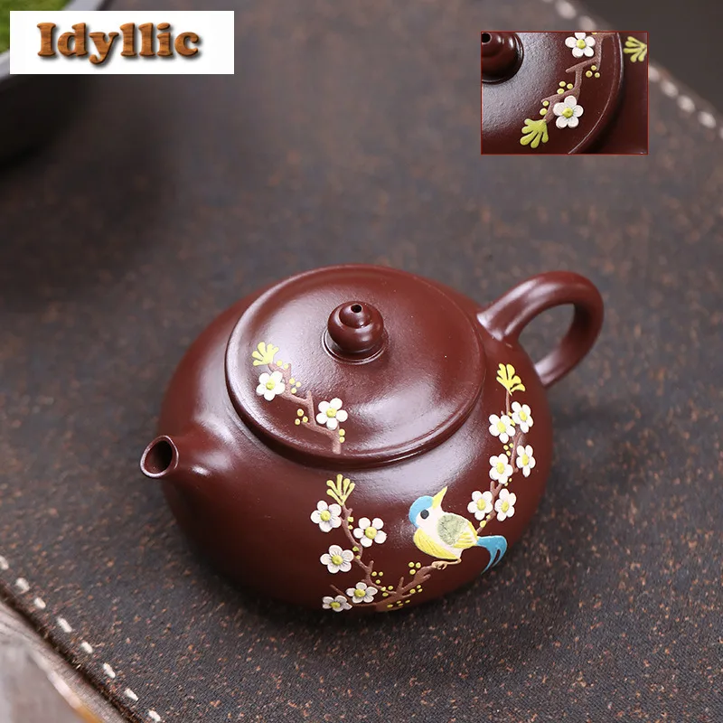 190ml Vintage Yixing Purple Clay Teapots Handmade Clay Drawing Han Jiang Pot Raw Ore Zhu Mud Kettle With Filter Zisha Tea Set 
190ml Vintage Yixing Purple Clay Teapots Handmade Clay Drawing Han Jiang Pot Raw Ore Zhu Mud Kettle With Filter Zisha Tea Set