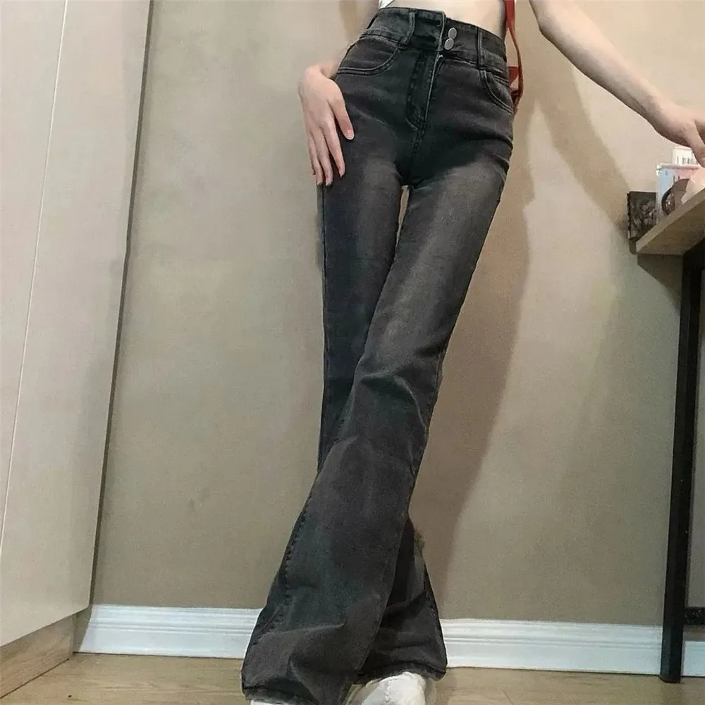 Smoky Gray Slightly Flared Jeans For Women In Autumn Winter New High Waisted Slimming Elastic Spicy Girl Flared Pants Trend2024
Smoky Gray Slightly Flared Jeans For Women In Autumn Winter New High Waisted Slimming Elastic Spicy Girl Flared Pants Trend2024