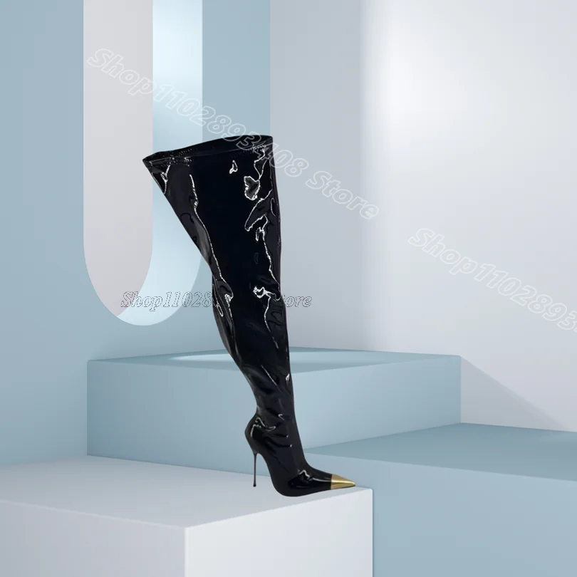 Black Splicing Stiletto Over Knee Boots Pointed Toe Side Zipper Patent Leather Women Fashion Over Knee Boots Zapatos Para Mujere
Black Splicing Stiletto Over Knee Boots Pointed Toe Side Zipper Patent Leather Women Fashion Over Knee Boots Zapatos Para Mujere