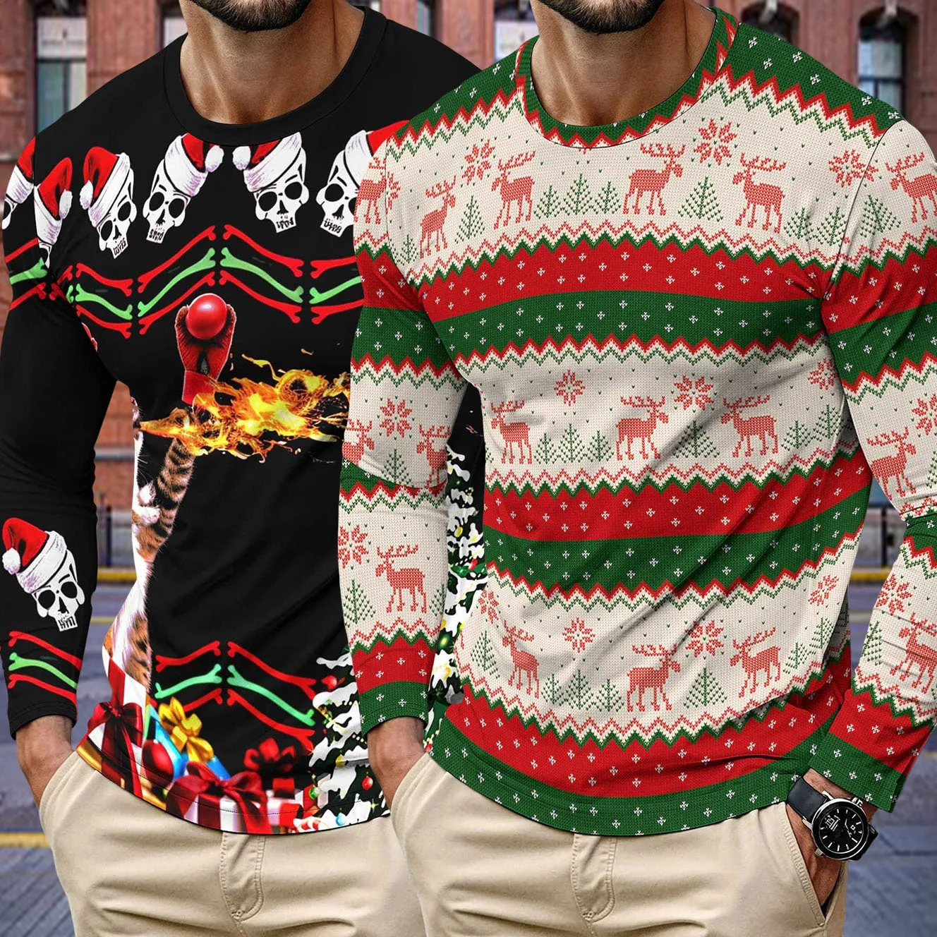 European/American Cartoon Deer Print Christmas Round Neck Long Sleeved Men's Outdoor Sports Quick Drying Ong Sleeved Motorcycle
European/American Cartoon Deer Print Christmas Round Neck Long Sleeved Men's Outdoor Sports Quick Drying Ong Sleeved Motorcycle