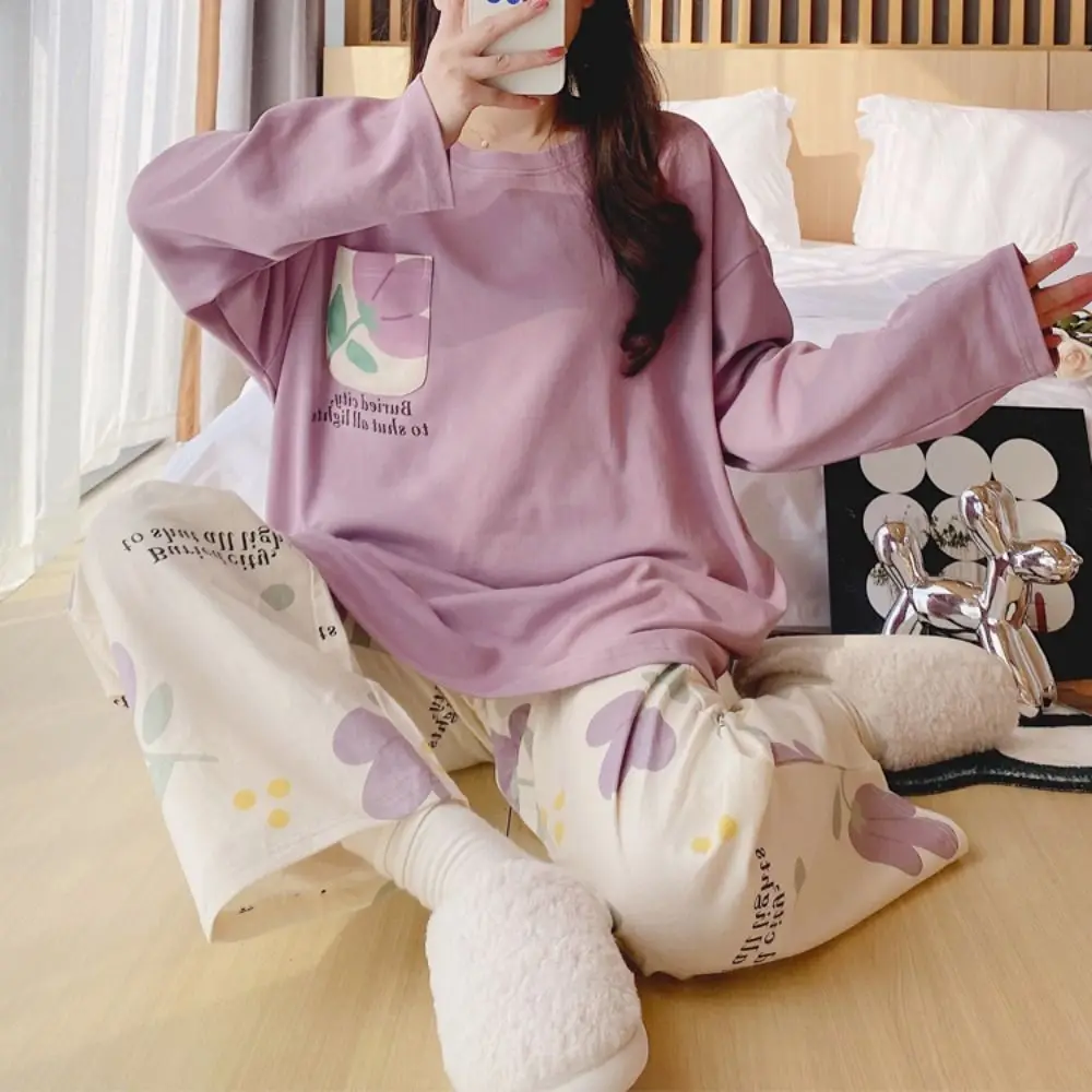 Long-Sleeved Women's Two-Piece Pajamas Large Size Cotton Material Maternity Pajamas Soft Fabric Loose Fit Pajama Suit
Long-Sleeved Women's Two-Piece Pajamas Large Size Cotton Material Maternity Pajamas Soft Fabric Loose Fit Pajama Suit