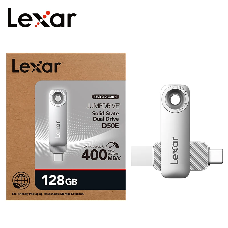 Lexar JumpDrive D50E Solid State Dual Drive USB3.2 Gen1 Type-C USB-A Flash Drive 400MB/s Memory Stick 128GB 256GB 512GB 1TB
Lexar JumpDrive D50E Solid State Dual Drive USB3.2 Gen1 Type-C USB-A Flash Drive 400MB/s Memory Stick 128GB 256GB 512GB 1TB