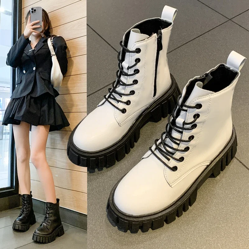 White Chunky Platform Combat Boots Women Back Zipper Pu Leather Ankle Boots Woman Punk Thick Bottom Motorcycle Botas Mujer
White Chunky Platform Combat Boots Women Back Zipper Pu Leather Ankle Boots Woman Punk Thick Bottom Motorcycle Botas Mujer