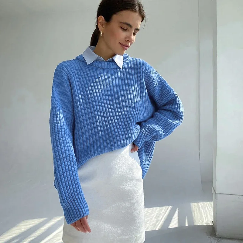 autumn winter casual oversized knitted sweaters harajuku Solid color O-neck soft sweater tops for women Thick bottoming pullover
autumn winter casual oversized knitted sweaters harajuku Solid color O-neck soft sweater tops for women Thick bottoming pullover