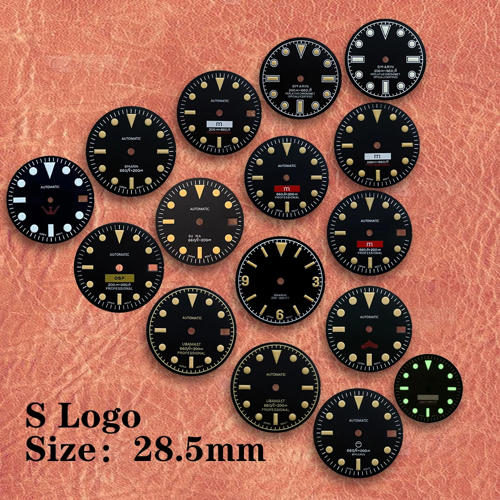 28.5mm S Logo New Retro Matte Dial Green Luminous Suitable For NH35/NH36/4R/7S Movement Watch Modification Accessories
28.5mm S Logo New Retro Matte Dial Green Luminous Suitable For NH35/NH36/4R/7S Movement Watch Modification Accessories