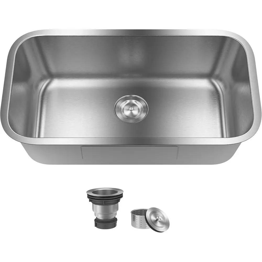 32 Inch Undermount Kitchen Sink 18 Gauge StainlSteel Kitchen Sink Spacious Single Bowl Sinks with Basket Strainer Curved Shape R
32 Inch Undermount Kitchen Sink 18 Gauge StainlSteel Kitchen Sink Spacious Single Bowl Sinks with Basket Strainer Curved Shape R