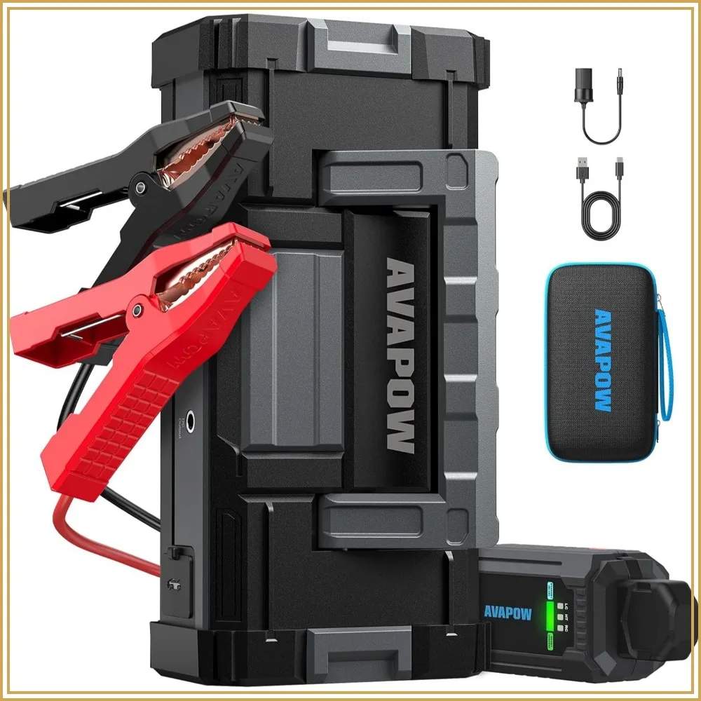 6000A Car Jump Starter Portable for All Gas & 12L Diesel, 12V Battery Booster with USB3.0 Power Bank & SOS Light
6000A Car Jump Starter Portable for All Gas & 12L Diesel, 12V Battery Booster with USB3.0 Power Bank & SOS Light