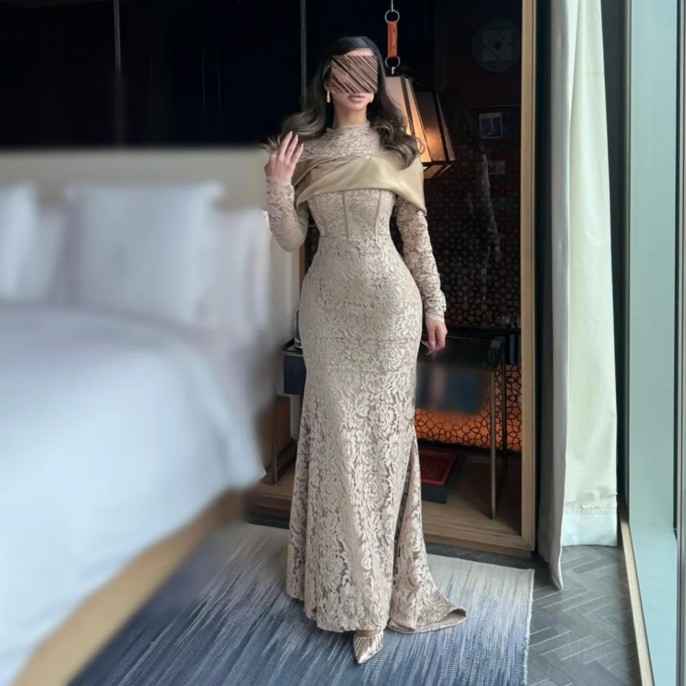 Customized Formal Wedding Party Dresses Lace High Collar Trumpet Long Dresses Temperament Evening Dress Classic Elegant
Customized Formal Wedding Party Dresses Lace High Collar Trumpet Long Dresses Temperament Evening Dress Classic Elegant