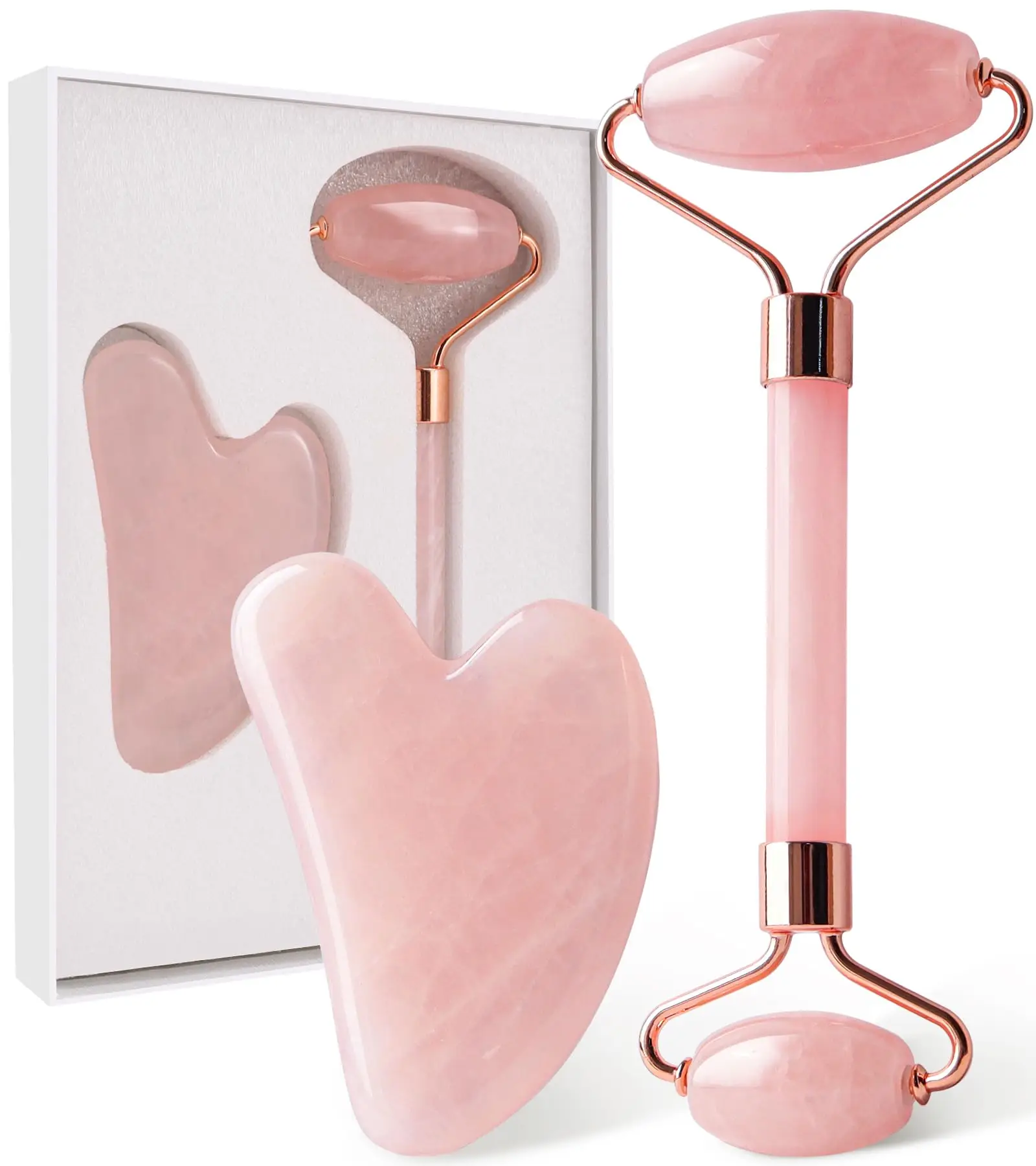 1 Set Face Massager Rose Quartz Face Roller & Gua Sha Facial Tool Set With box Skin Care Gift For Men Woman
1 Set Face Massager Rose Quartz Face Roller & Gua Sha Facial Tool Set With box Skin Care Gift For Men Woman