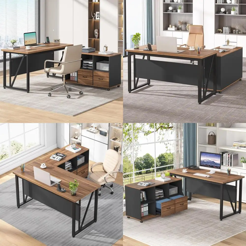 55-Inch Executive Computer Desk with 43-Inch Lateral ile Cabinet, Large Workstation Businurniture, L Shaped Desk with Ders and S
55-Inch Executive Computer Desk with 43-Inch Lateral ile Cabinet, Large Workstation Businurniture, L Shaped Desk with Ders and S