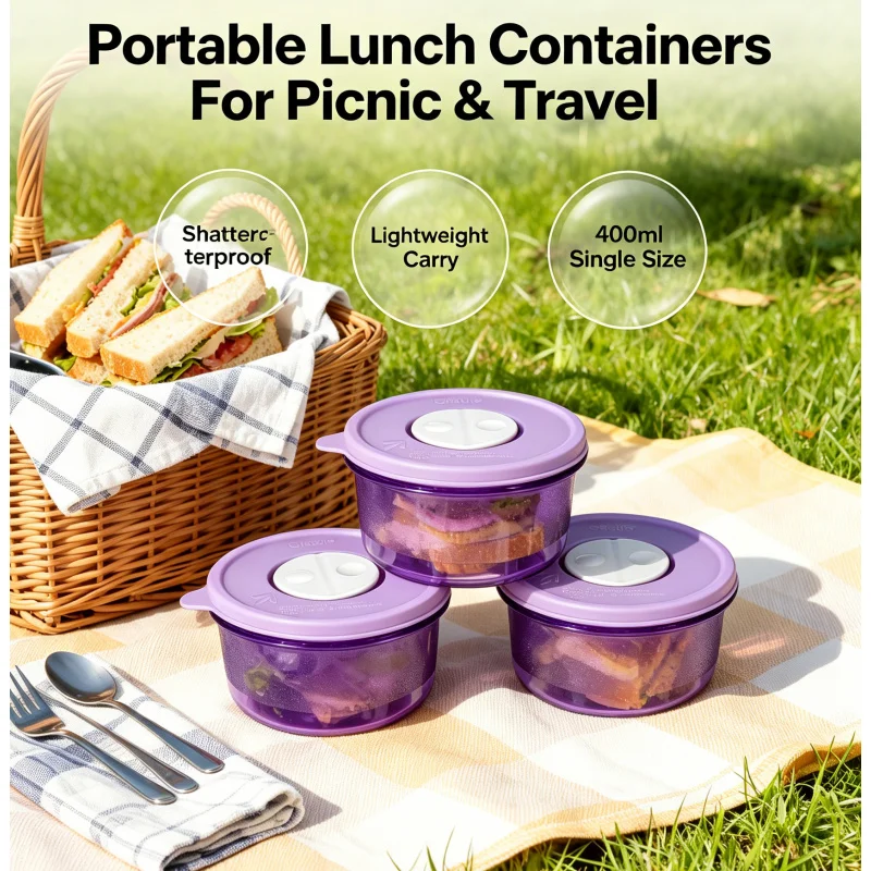 Gradle Purple 3 Pack Stackable 400ml Unbreakable Airtight Meal Prep Containers
Gradle Purple 3 Pack Stackable 400ml Unbreakable Airtight Meal Prep Containers