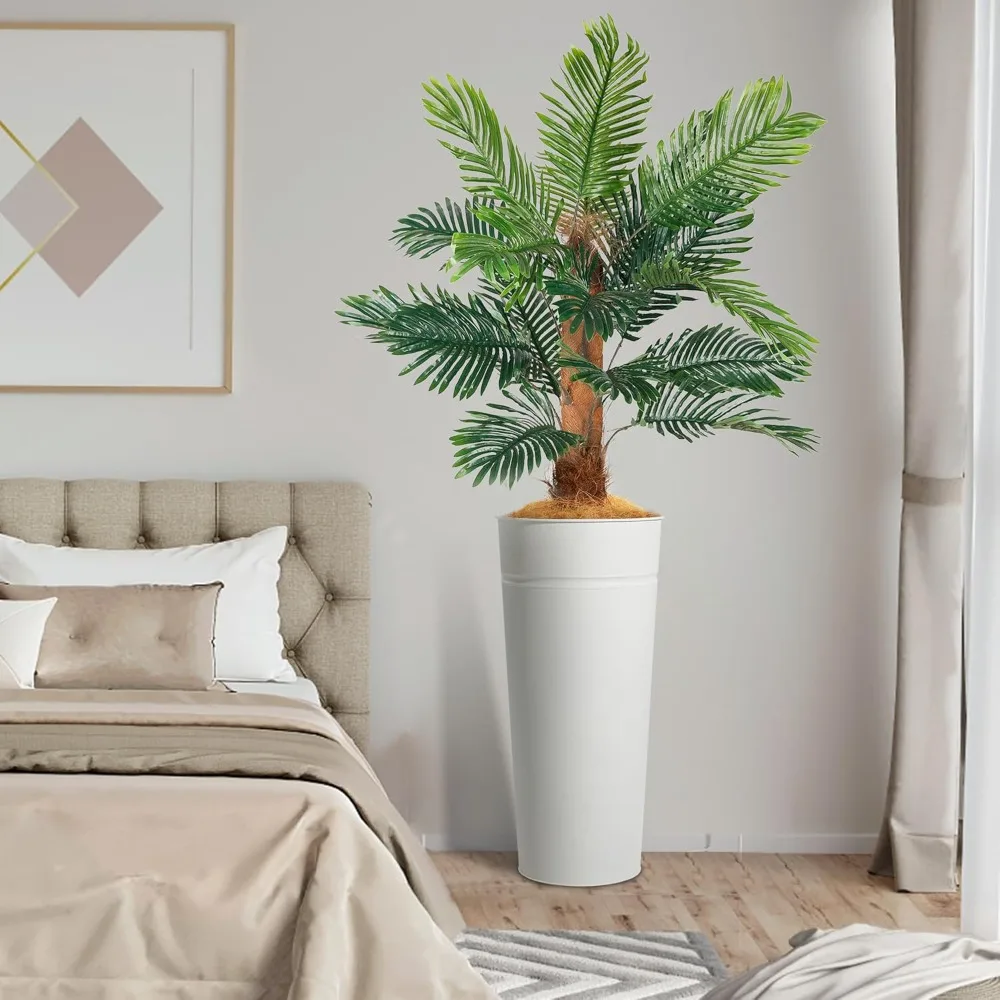 6FT 2-Pack Artificial Palm Tree, with Galvanized Steel White Tall Planter, Realistic Fake Silk Faux Tropical Areca Plants
6FT 2-Pack Artificial Palm Tree, with Galvanized Steel White Tall Planter, Realistic Fake Silk Faux Tropical Areca Plants