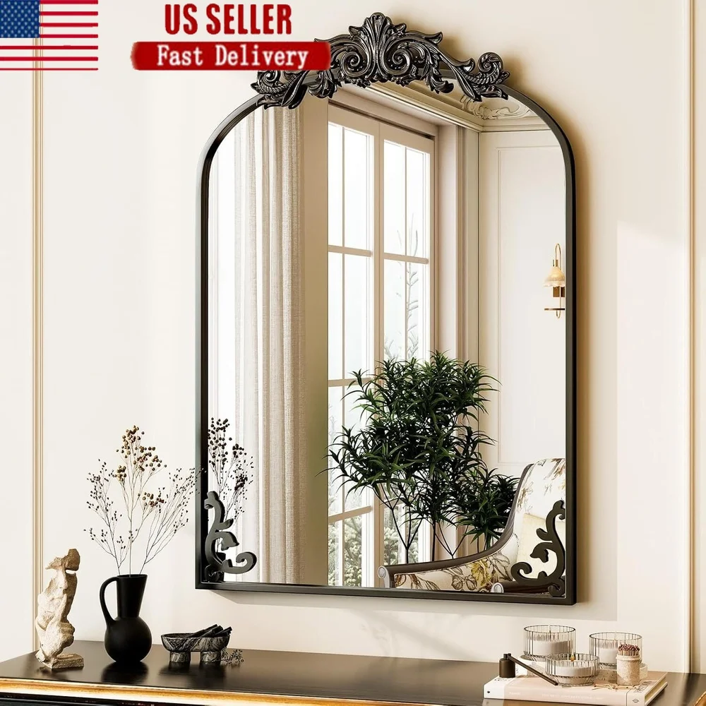 Винтажное арочное декоративное зеркало 36x36 дюймов в черной рамке, настенное зеркало в стиле барокко, уникальный художественный дизайн, простая установка
Винтажное арочное декоративное зеркало 36x36 дюймов в черной рамке, настенное зеркало в стиле барокко, уникальный художественный дизайн, простая установка