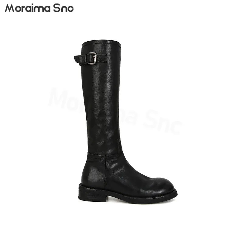 Pleated Leather Buckle Boots Round Toe Thick Medium Heel Knee-High Boots Personalized Casual Women's Fashionable Knight Boots
Pleated Leather Buckle Boots Round Toe Thick Medium Heel Knee-High Boots Personalized Casual Women's Fashionable Knight Boots