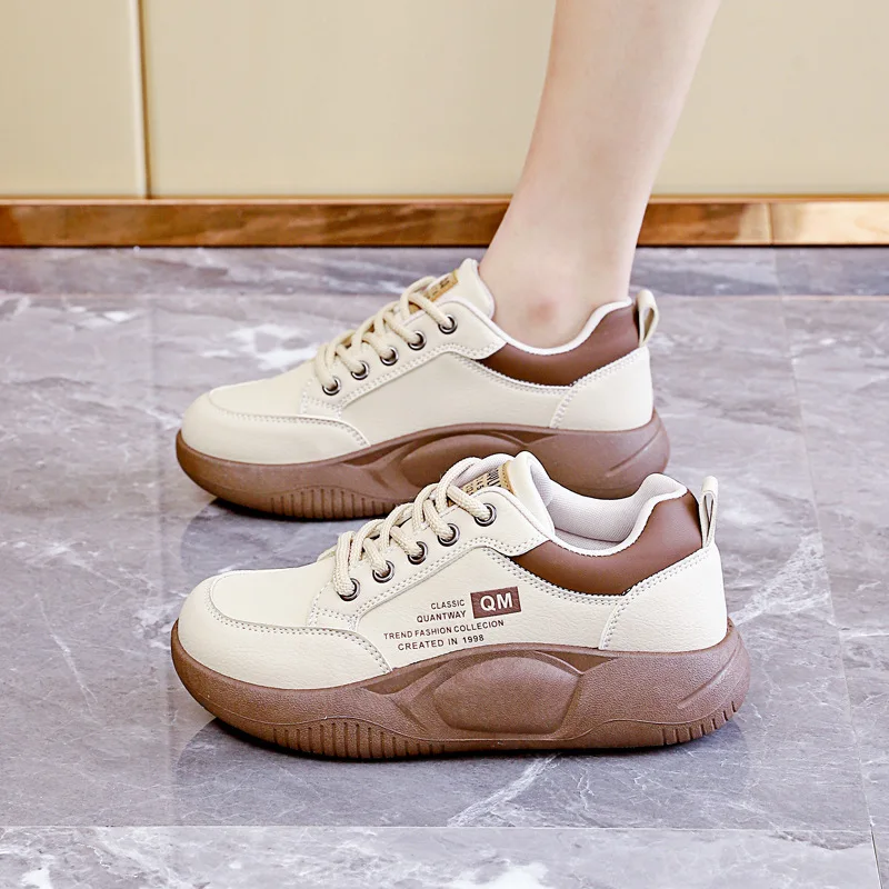 Women's White Chunky Platform Sneakers - Spring Autumn Casual Shoes Lightweight Rubber Sole - Lace-Up Comfort Streetwear
Women's White Chunky Platform Sneakers - Spring Autumn Casual Shoes Lightweight Rubber Sole - Lace-Up Comfort Streetwear