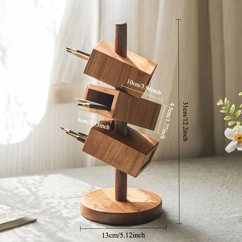 Rotating Wooden Desk Organizer - Multi-Tier Pen & Makeup Brush Holder with Natural Wood Finish, Stylish Office & Home Storage
Rotating Wooden Desk Organizer - Multi-Tier Pen & Makeup Brush Holder with Natural Wood Finish, Stylish Office & Home Storage