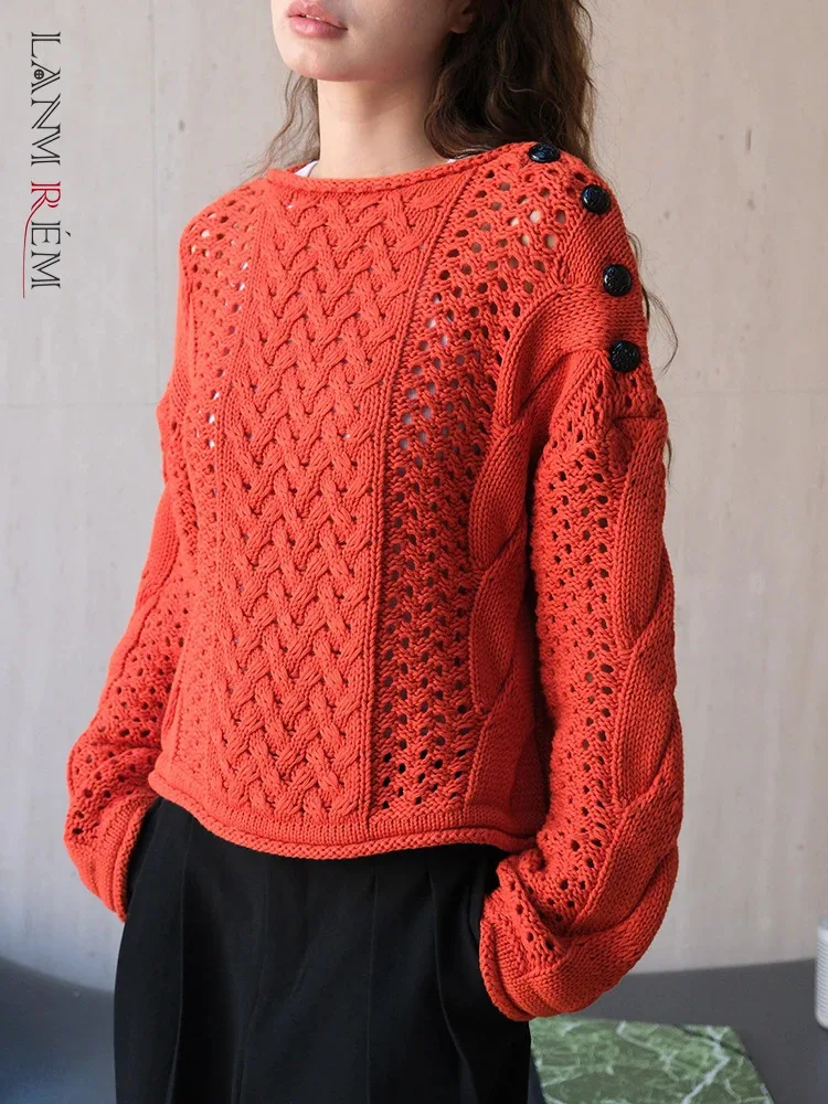 LANMREM Button Design Hollow Out Knitting Sweater For Women Round Neck Long Sleeve Office Lady Tops 2024 Autumn New 26C148
LANMREM Button Design Hollow Out Knitting Sweater For Women Round Neck Long Sleeve Office Lady Tops 2024 Autumn New 26C148