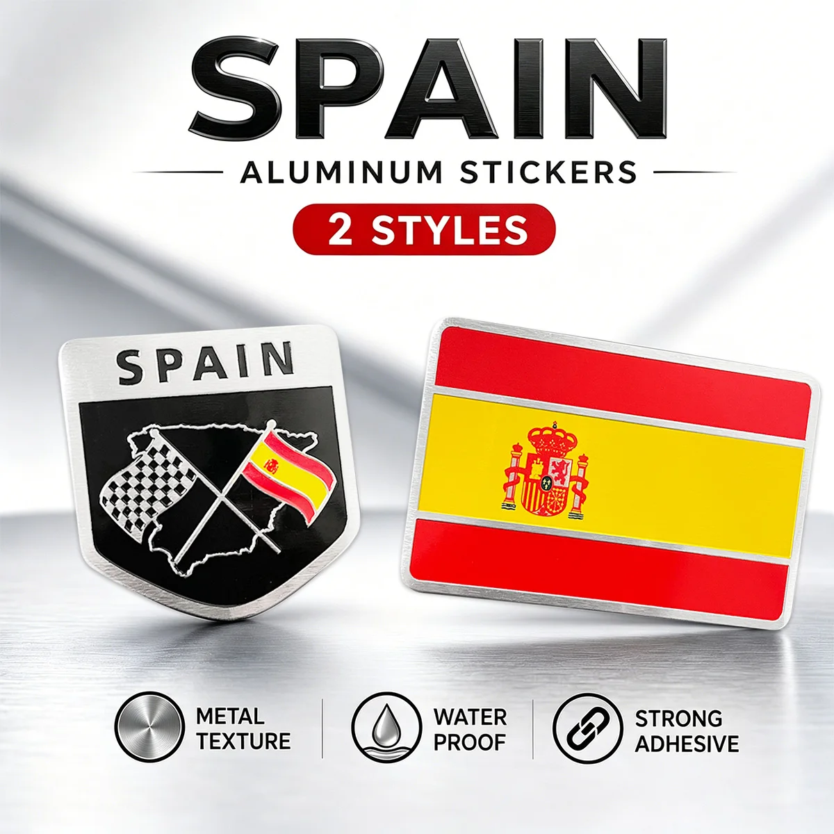 Spain Spanish Flag Shield Emblem Metal Aluminium Badge Stickers Waterproof Decorative Motorcycle Body Accessories Decals
Spain Spanish Flag Shield Emblem Metal Aluminium Badge Stickers Waterproof Decorative Motorcycle Body Accessories Decals