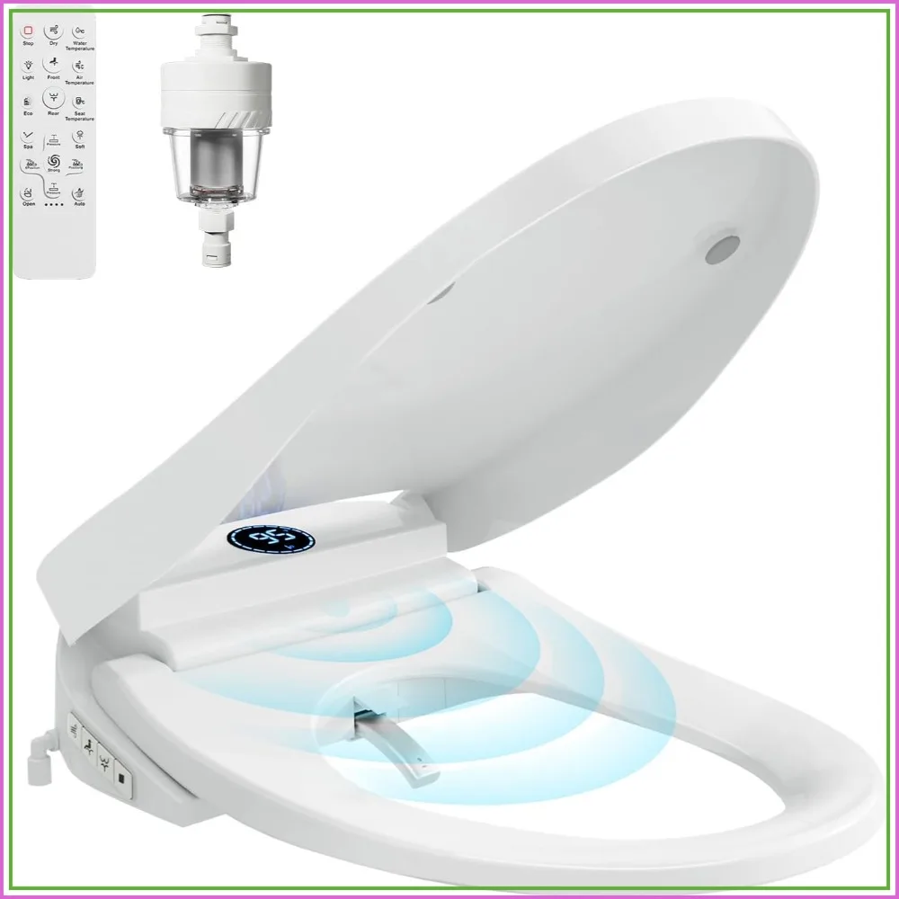 Smart Bidet Toilet Seat with Auto Open/Close, Heated Seat, Instant Warm Water & Air Dryer, Remote Control, Stainless Steel Filter, Multiple Wash Modes & ECO Mode
Smart Bidet Toilet Seat with Auto Open/Close, Heated Seat, Instant Warm Water & Air Dryer, Remote Control, Stainless Steel Filter, Multiple Wash Modes & ECO Mode