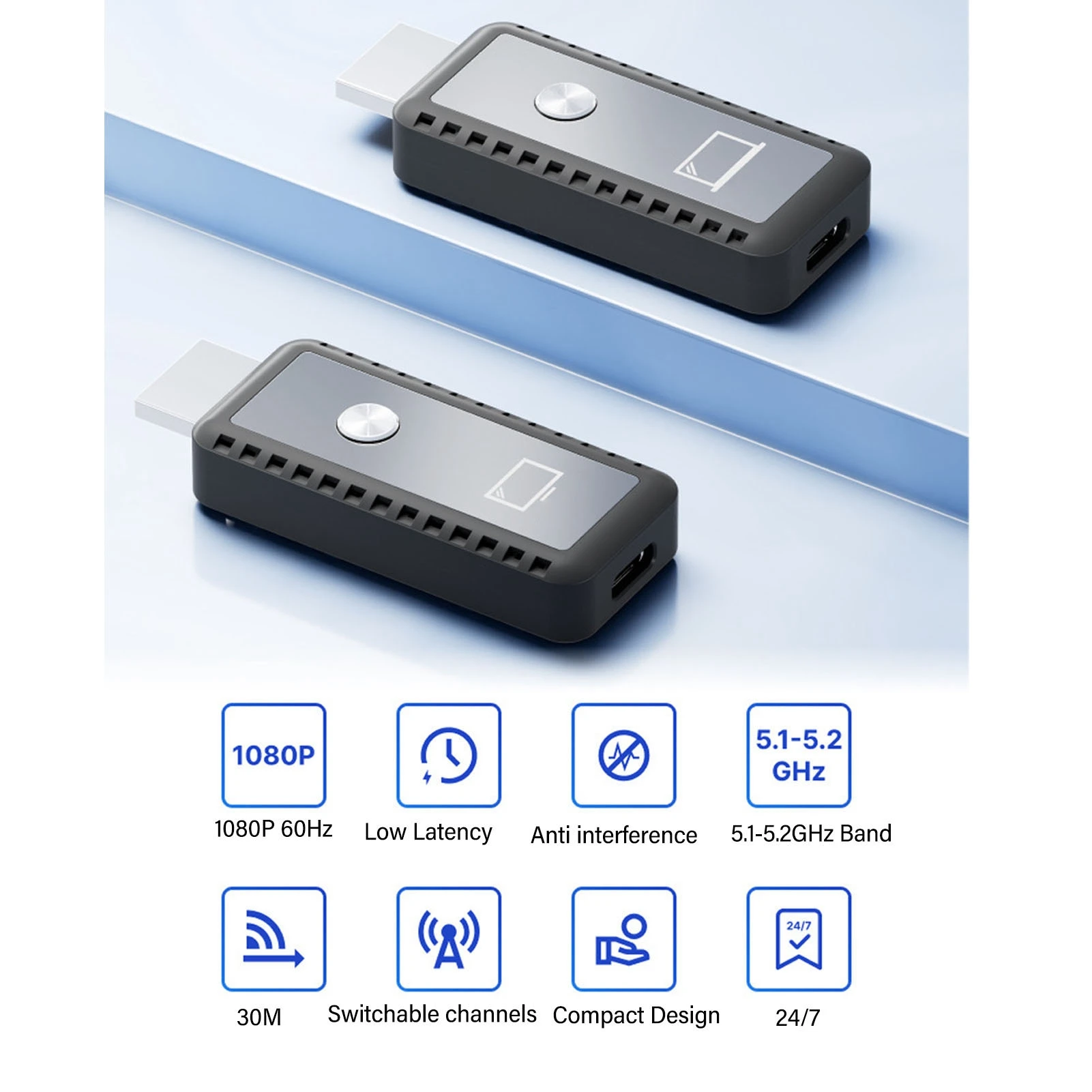 Wireless HD Multimedia Interface Transmitter and Receiver Plug and Play 100ft Portable 5G Wireless HD Extender Kit
